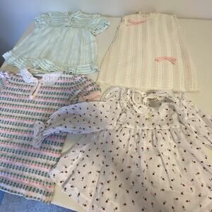 Vintage MCM Knit Baby Girl Top Sz 6-8M Floral Multicolor Adorable Cute Lot Of 4